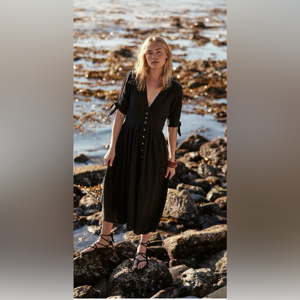 Free People | Love of Life Midi Dress | Black | Small